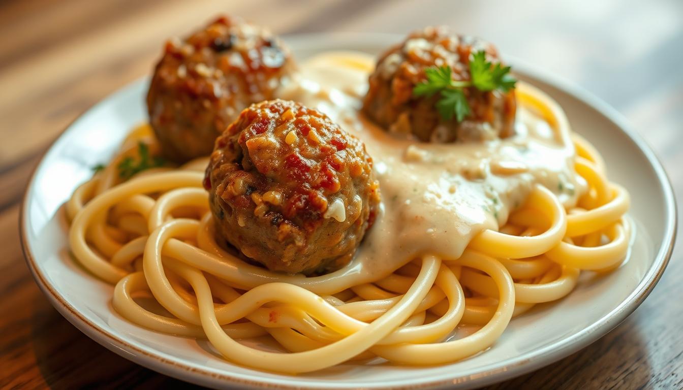 meatballs and alfredo sauce
